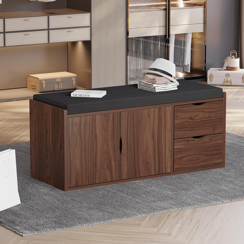 Entryway Bench with Storage 100CM Padded Cushioned