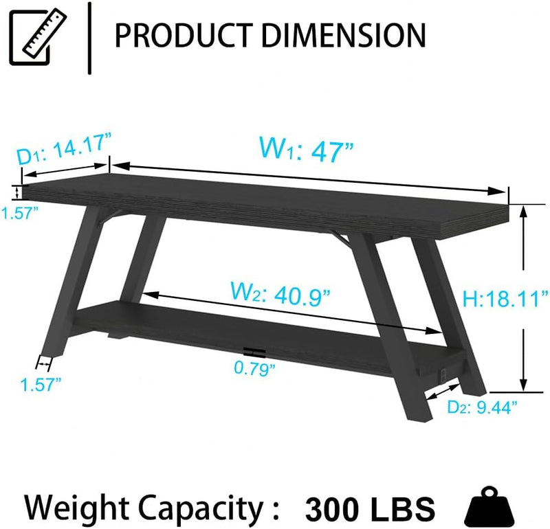 Entryway Bench with Storage Industrial Wood Metal