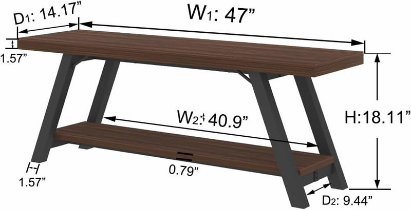 Entryway Bench with Storage Industrial Wood Metal