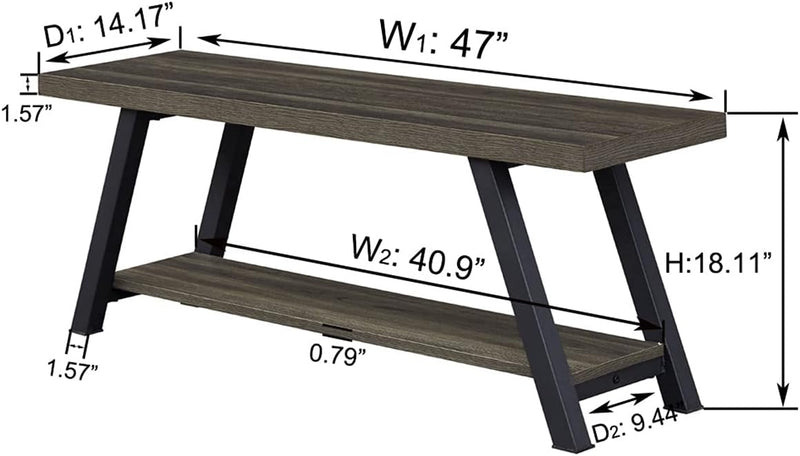 Entryway Bench with Storage Industrial Wood Metal