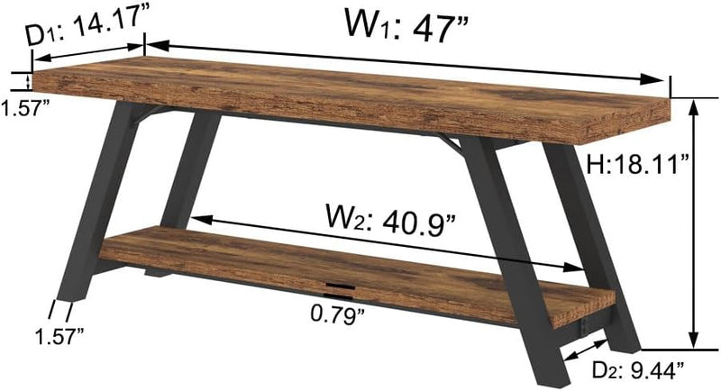 Entryway Bench with Storage Industrial Wood Metal