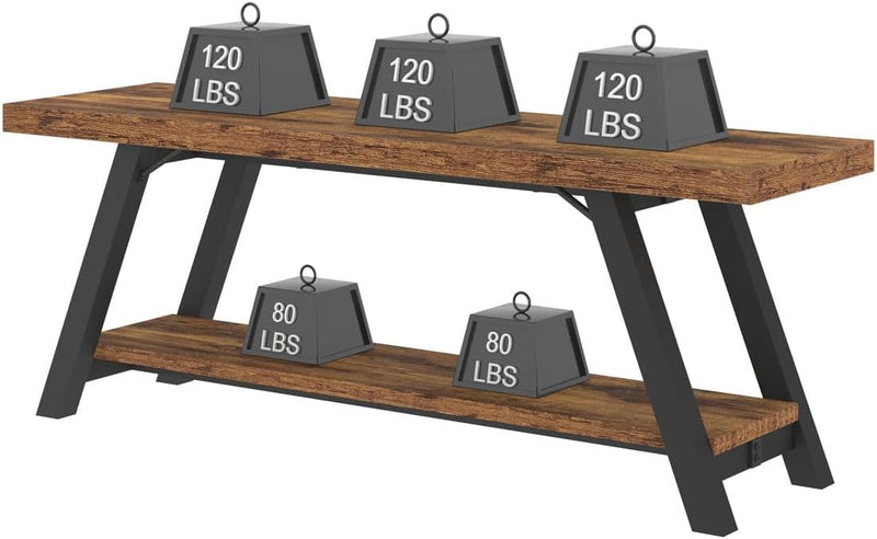 Entryway Bench with Storage Industrial Wood Metal