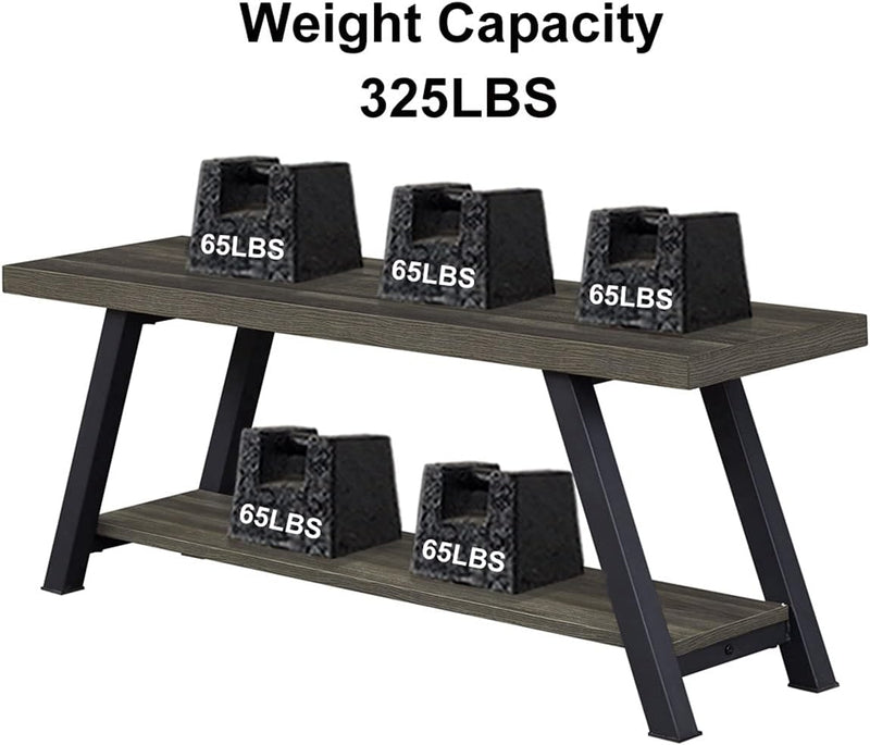 Entryway Bench with Storage Industrial Wood Metal