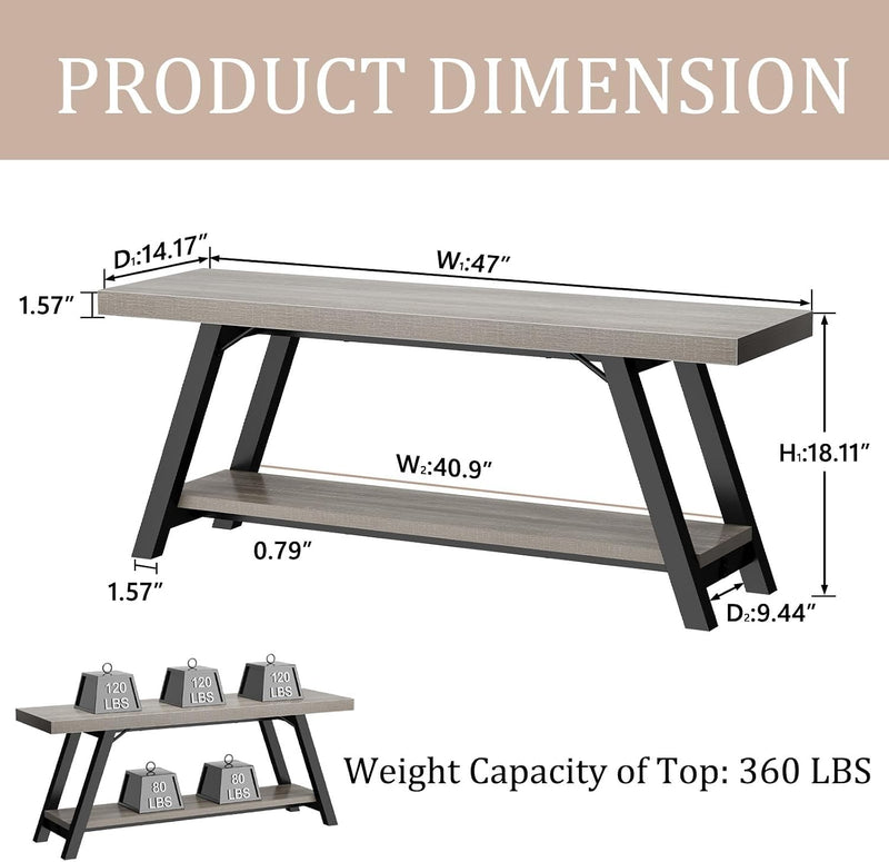 Entryway Bench with Storage Industrial Wood Metal