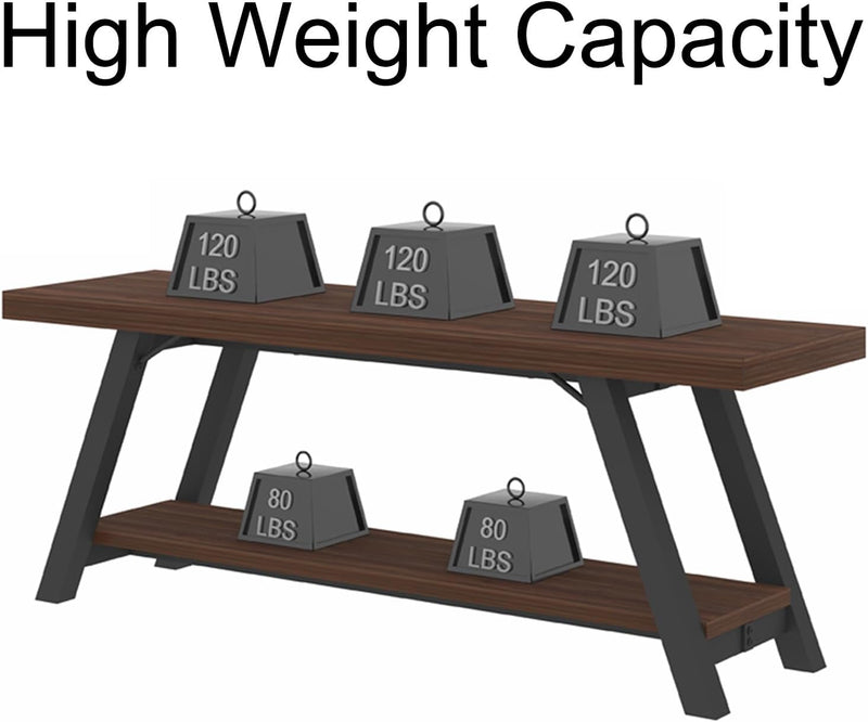 Entryway Bench with Storage Industrial Wood Metal