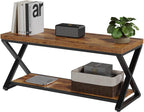 Entryway Bench with Storage Industrial Wood Metal