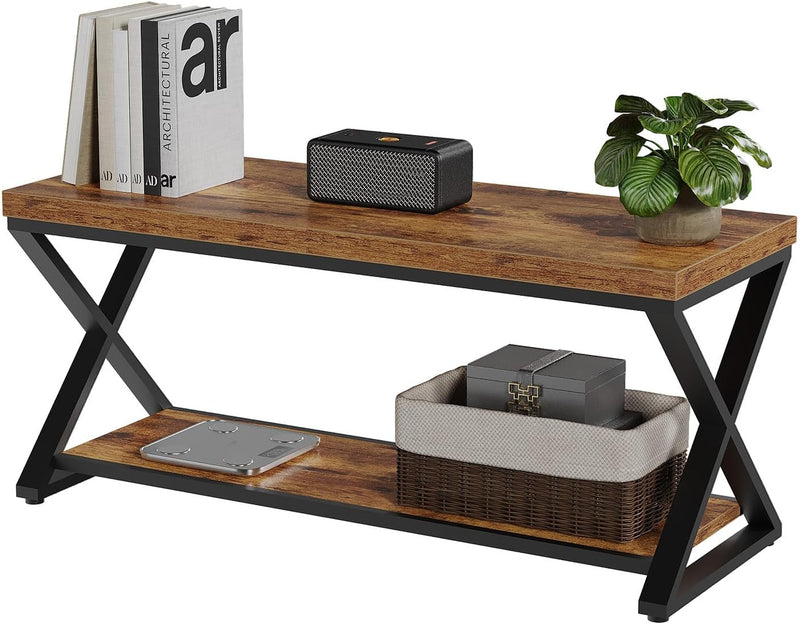 Entryway Bench with Storage Industrial Wood Metal