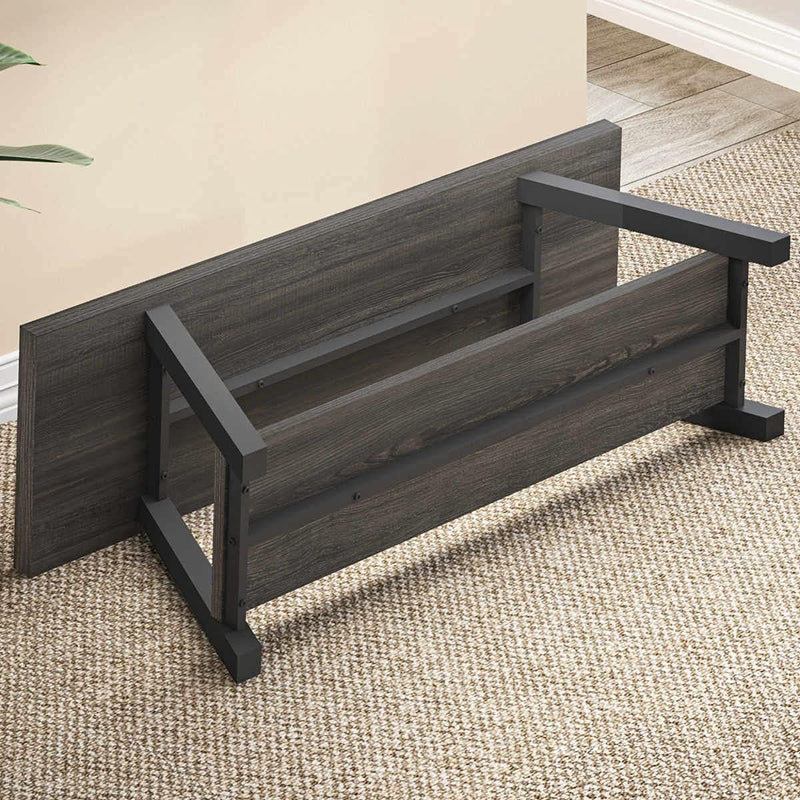 Entryway Bench with Storage Industrial Wood Metal