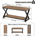 Entryway Bench with Storage Industrial Wood Metal