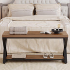 Entryway Bench with Storage Industrial Wood Metal