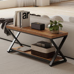 Entryway Bench with Storage Industrial Wood Metal