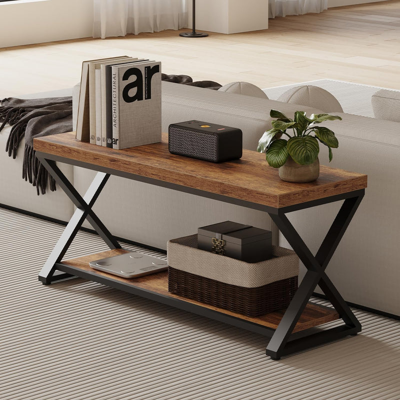 Entryway Bench with Storage Industrial Wood Metal