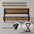 Entryway Bench with Storage Industrial Wood Metal