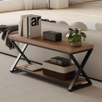 Entryway Bench with Storage Industrial Wood Metal