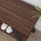 Entryway Bench with Storage Industrial Wood Metal