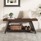 Entryway Bench with Storage Industrial Wood Metal