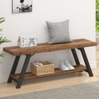 Entryway Bench with Storage Industrial Wood Metal