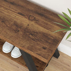 Entryway Bench with Storage Industrial Wood Metal
