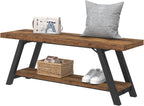 Entryway Bench with Storage Industrial Wood Metal