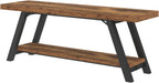 Entryway Bench with Storage Industrial Wood Metal