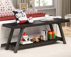 Entryway Bench with Storage Industrial Wood Metal