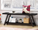Entryway Bench with Storage Industrial Wood Metal