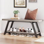 Entryway Bench with Storage Industrial Wood Metal