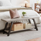 Entryway Bench with Storage Industrial Wood Metal