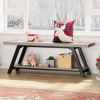 Entryway Bench with Storage Industrial Wood Metal
