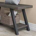 Entryway Bench with Storage Industrial Wood Metal