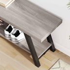 Entryway Bench with Storage Industrial Wood Metal