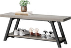 Entryway Bench with Storage Industrial Wood Metal