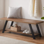 Entryway Bench with Storage Industrial Wood Metal