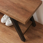 Entryway Bench with Storage Industrial Wood Metal