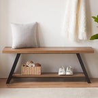 Entryway Bench with Storage Industrial Wood Metal
