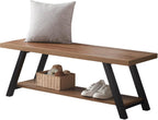 Entryway Bench with Storage Industrial Wood Metal