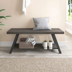 Entryway Bench with Storage Industrial Wood Metal