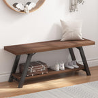 Entryway Bench with Storage Industrial Wood Metal