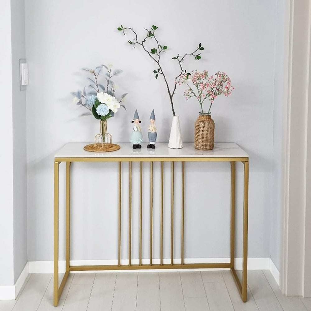 Console Table Sintered Stone Marble Top Sofa