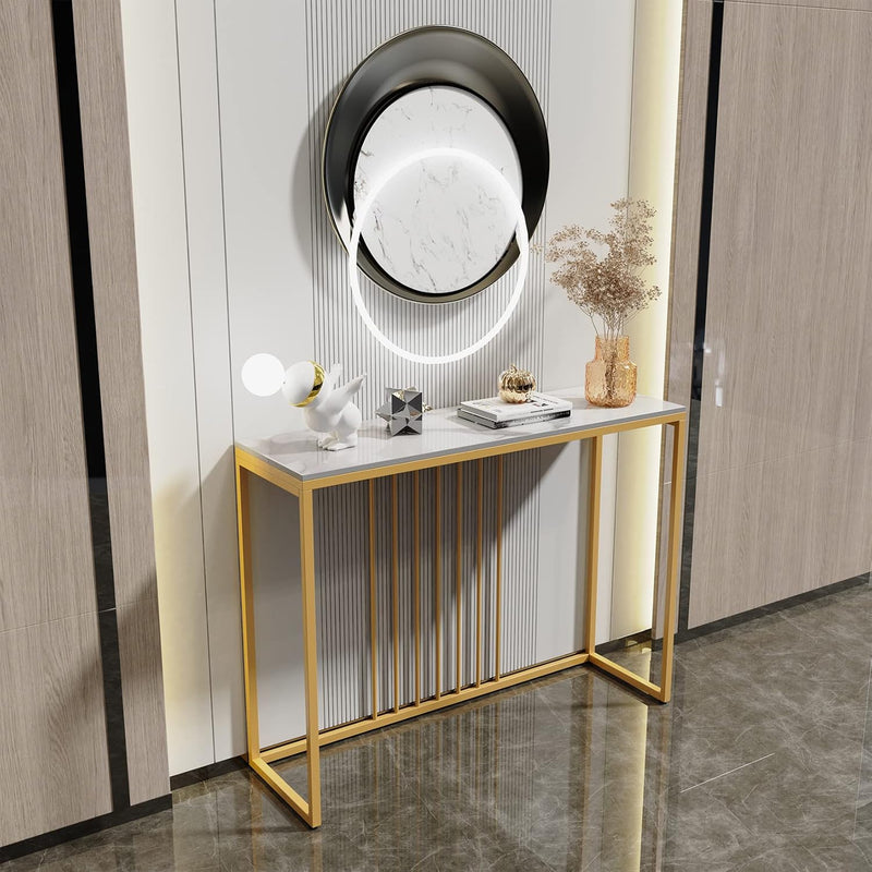 Console Table Sintered Stone Marble Top Sofa