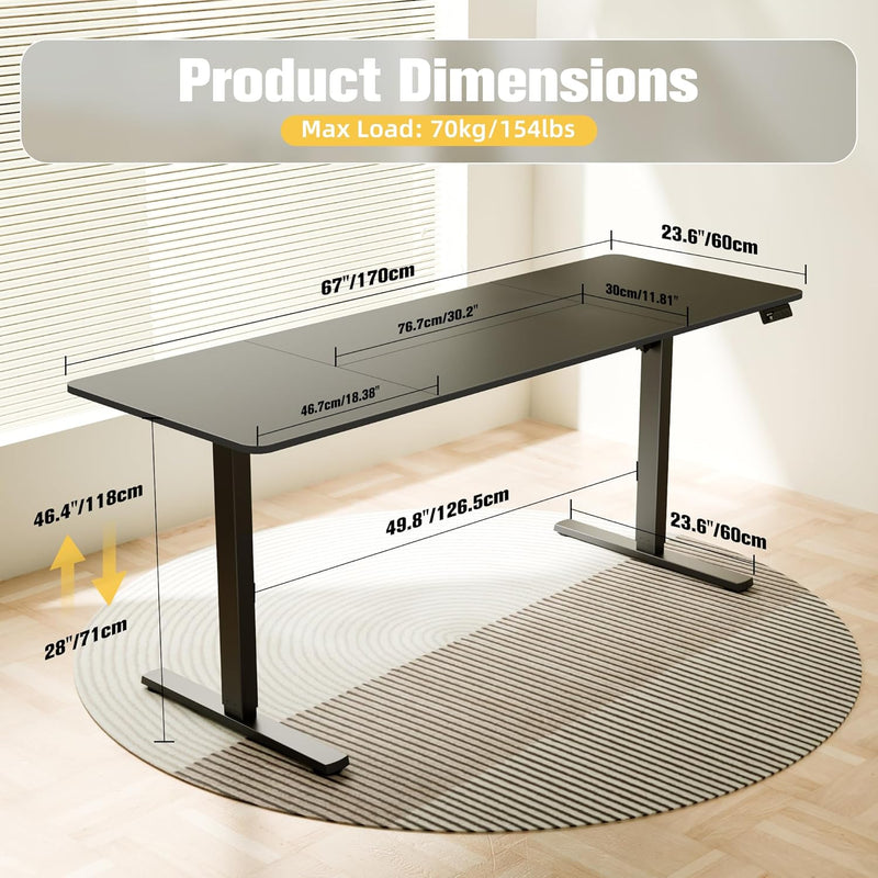 Electric Height Adjustable Standing Desk Sit Stand