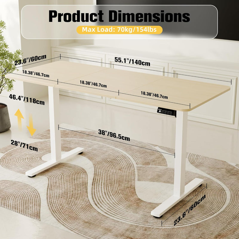 Electric Height Adjustable Standing Desk Sit Stand