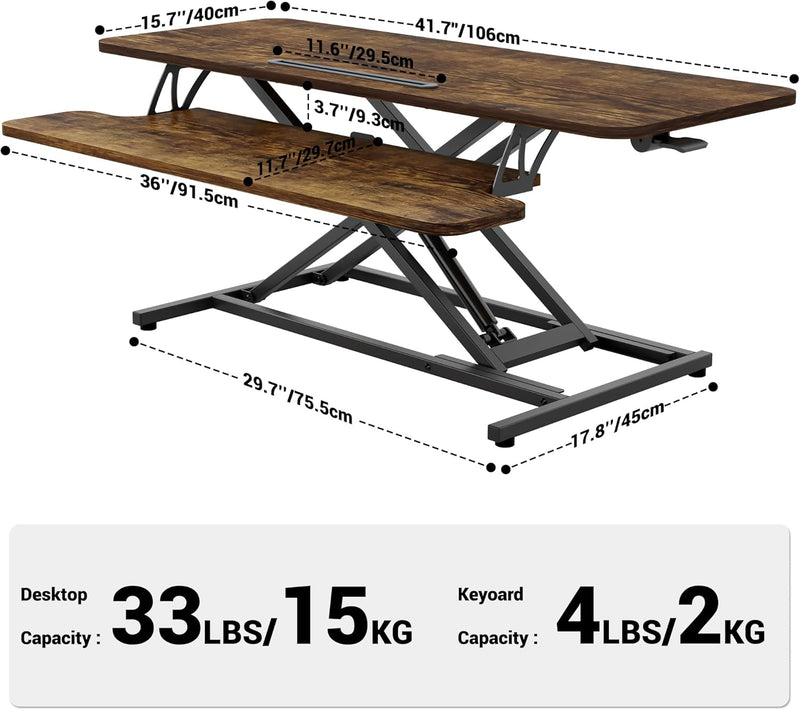 Standing Desk Converter 42’’ Height Adjustable Riser