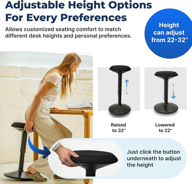 Ergonomic Desk Stool for Office Height Adjustable Wobble