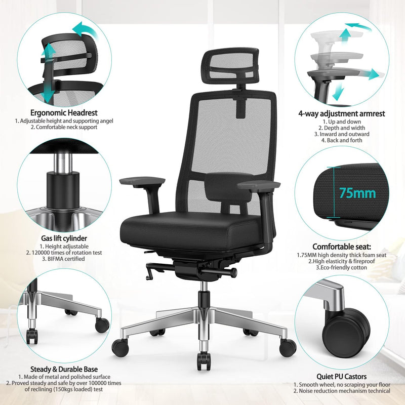 Ergonomic Mesh Home Office Chair with Back Support