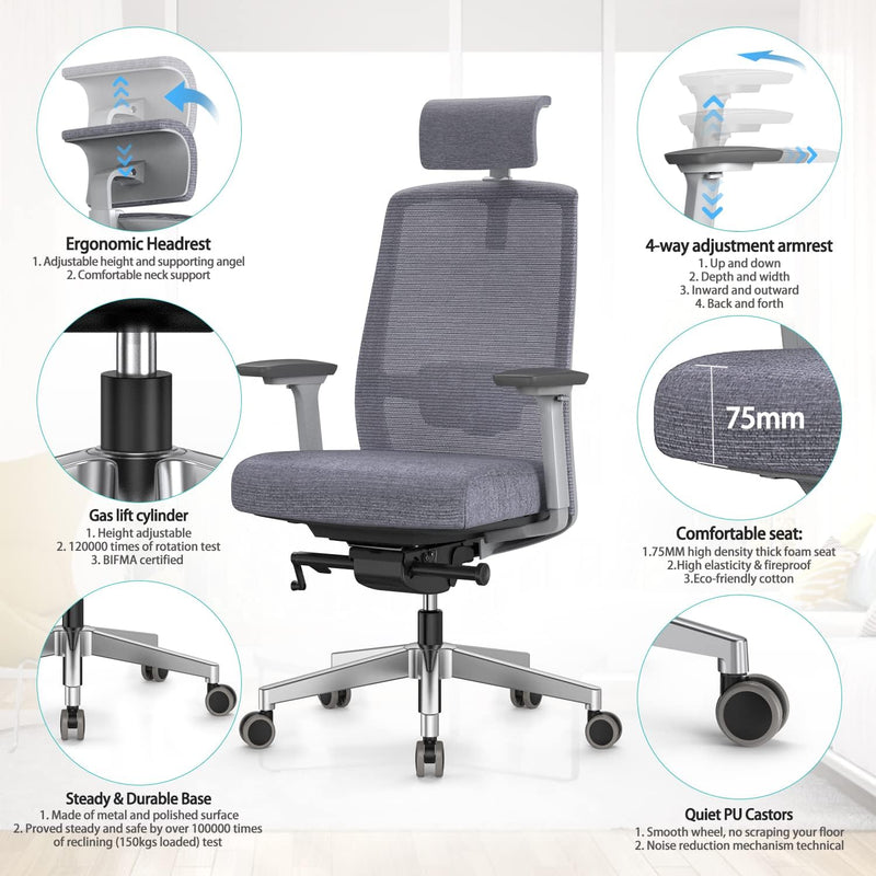 Ergonomic Mesh Home Office Chair with Back Support