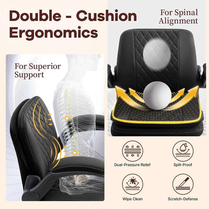 Ergonomic Kneeling Chair with Flip-Up Armrests 180KG