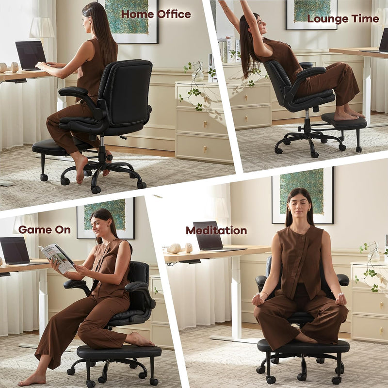 Ergonomic Kneeling Chair with Flip-Up Armrests 180KG