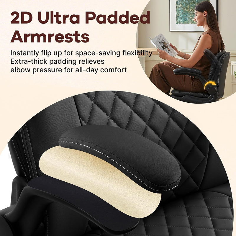 Ergonomic Kneeling Chair with Flip-Up Armrests 180KG