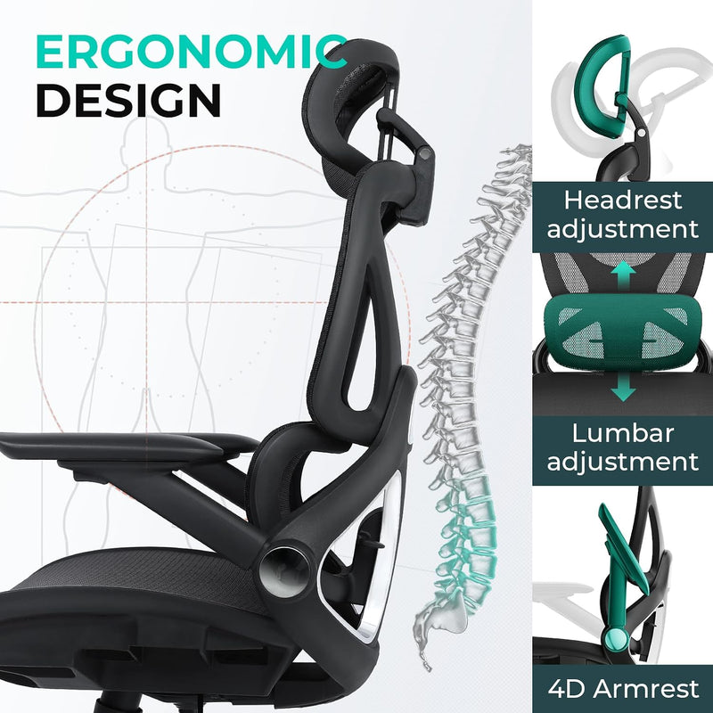 Ergonomic Mesh Office Chair Adjustable Lumbar High Back